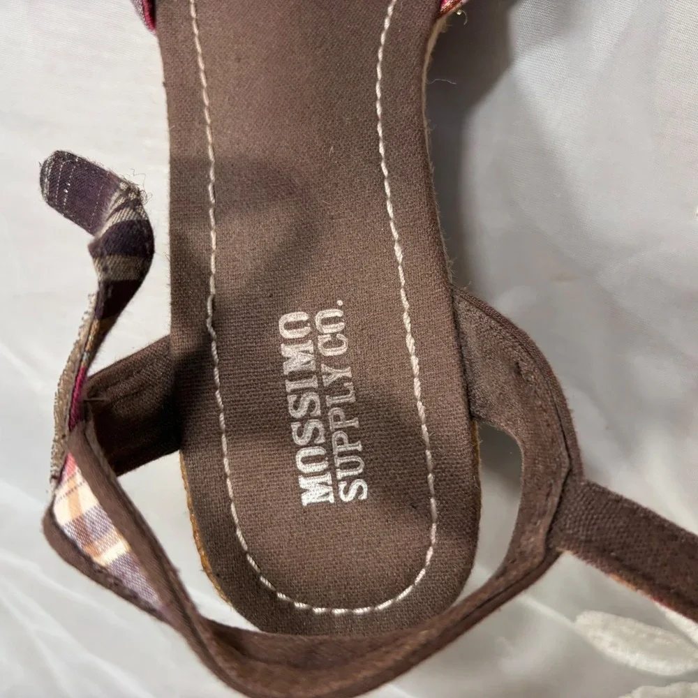 Y2K Cottage Mossimo Supply Multi Color Plaid Espadrille Wedge Sandals Size 8